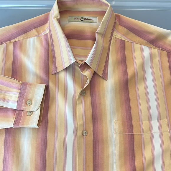 Tommy Bahama Other - Tommy Bahama Silk Tropical Striped L Casual Party Vacation Cruise Shirt